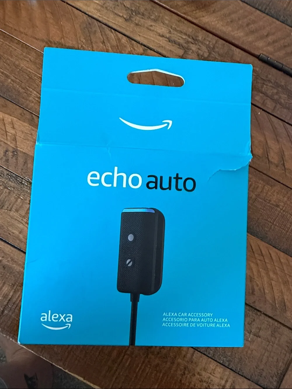 Amazon Echo Auto - Blue Packaging with Black Device